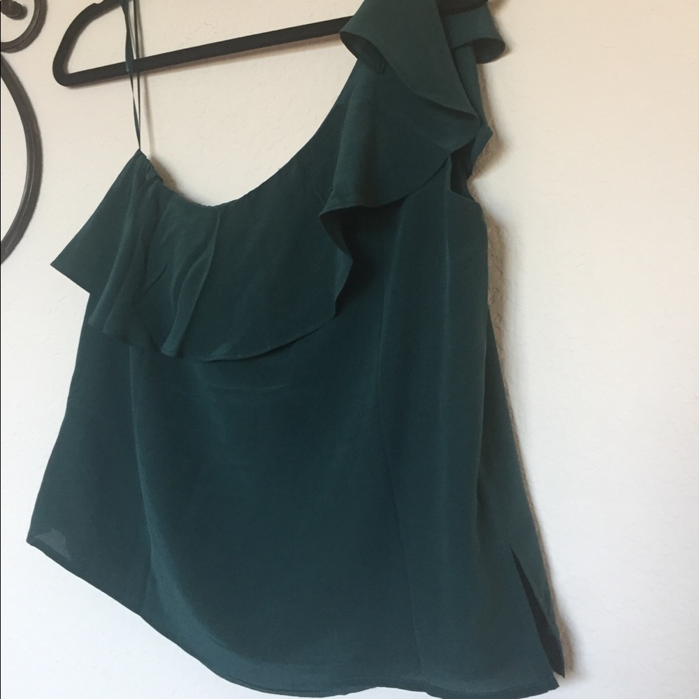 Anthropologie Maeve Silk Ruffle One Shoulder Top 8 - Picture 8 of 8